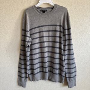 Banana Republic Pima Cotton Cashmere Blend Stripped Pullover Sweater Gray Blue S